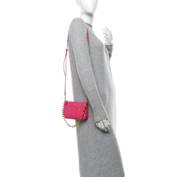 MCM Calfskin Color Splash Mini Pouch on Chain Pink