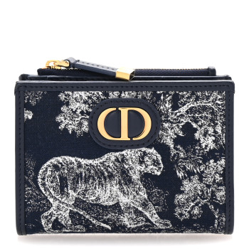 CHRISTIAN DIOR Toile De Jouy Reverse Jacquard 30 Montaigne Wallet Blue