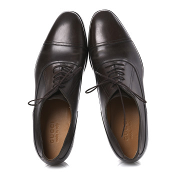 GUCCI Calfskin Mens Captoe Oxford Loafers 9 Brown