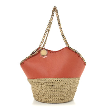 STELLA MCCARTNEY Raffia Falabella Medium Tote Bright Orange