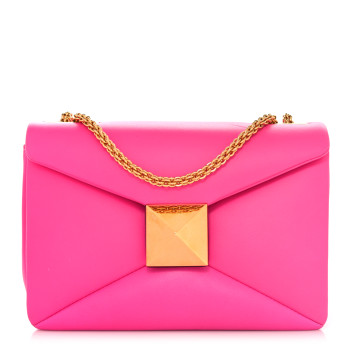 VALENTINO GARAVANI Nappa One Stud Chain Clutch Pink PP