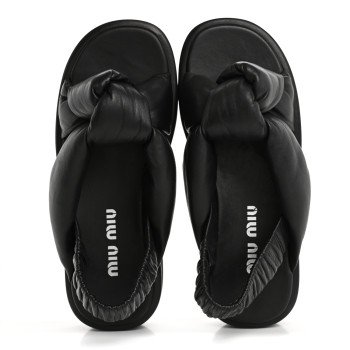 MIU MIU Padded Nappa Flatform Sandals 35 Black