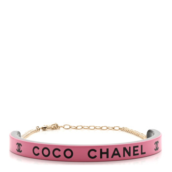 CHANEL Resin Logo Choker Pink Black