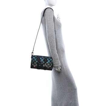 LOUIS VUITTON Monogram Iridescent Keepall Bandouliere 25 Black