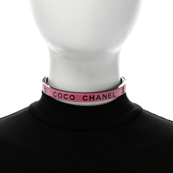 CHANEL Resin Logo Choker Pink Black
