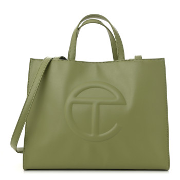 TELFAR Vegan Leather Medium Shopping Bag Drab