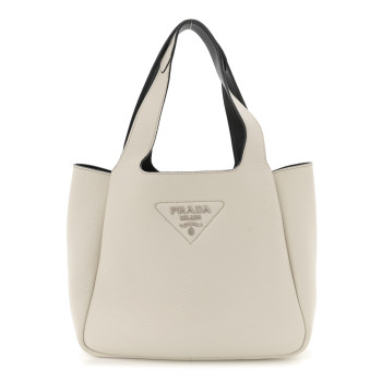 PRADA Vitello Daino Soft Mini Dynamique Tote Talco Black