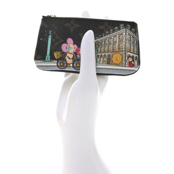 LOUIS VUITTON Monogram 2022 Christmas Animation Paris Key Pouch Pink