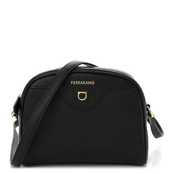 SALVATORE FERRAGAMO Calfskin Travel Camera Crossbody Bag Black