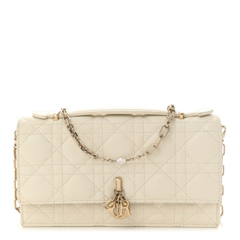 CHRISTIAN DIOR Lambskin Cannage Mini My Dior Bag Latte