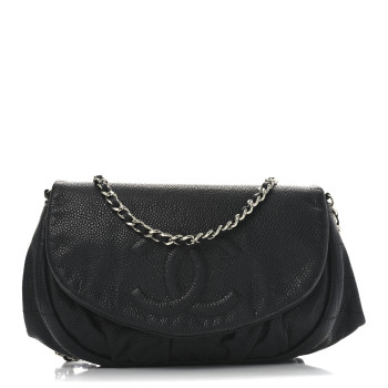 CHANEL Caviar Half Moon Wallet On Chain WOC Black