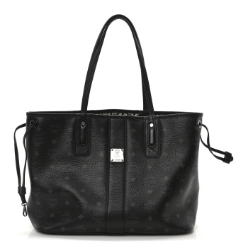 MCM Visetos Medium Liz Reversible Shopper Tote Black