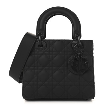 CHRISTIAN DIOR Ultra Matte Calfskin Cannage Small My ABCDior Lady Dior Black