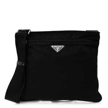 PRADA Nylon Vela Flat Messenger Bag Black