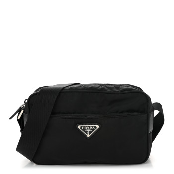 PRADA Tessuto Nylon Triangle Shoulder Bag Black