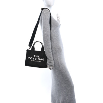 MARC JACOBS Cotton Canvas Small The Traveler Tote Bag Black
