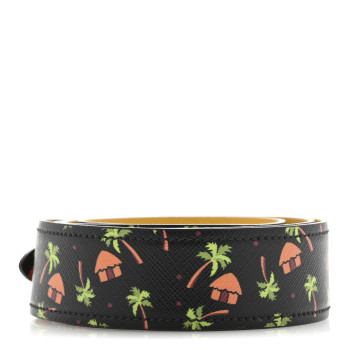 PRADA Saffiano Palm Tree Print Shoulder Strap Black