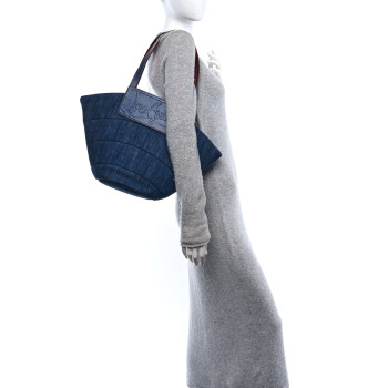 CHRISTIAN LOUBOUTIN Denim Puffer Loubishore Tote Blue