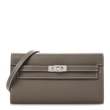 HERMES Evercolor Kelly Wallet To Go Etoupe