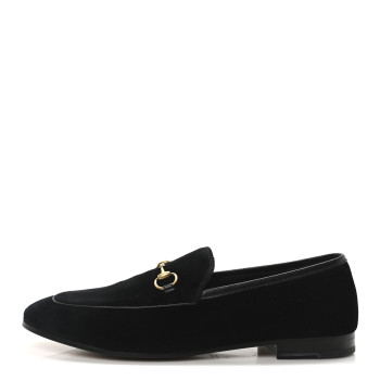 GUCCI Velvet Horsebit Womens Jordaan Loafers 41 Black
