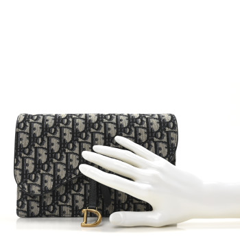 CHRISTIAN DIOR Oblique Saddle Chain Pouch Blue