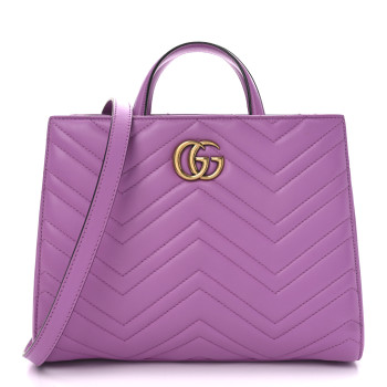 GUCCI Calfskin Matelasse Small GG Marmont Tote Candy Mousse