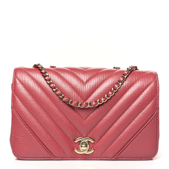 CHANEL Calfskin Chevron Quilted Mini Statement Flap Pink