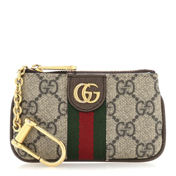 GUCCI GG Supreme Monogram Web Ophidia Key Case Beige New Acero