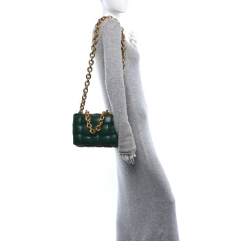 BOTTEGA VENETA Lambskin Maxi Intreccio Padded Chain Cassette Crossbody Bag Raintree