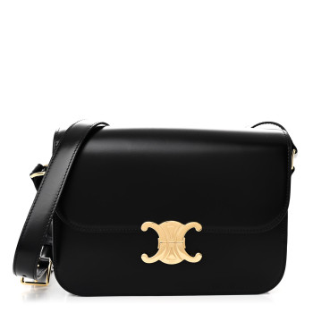 CELINE Shiny Calfskin Medium Triomphe Black