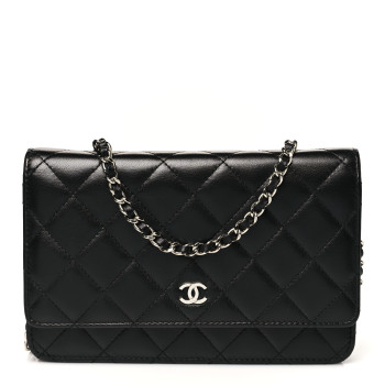 CHANEL Lambskin Quilted Wallet On Chain WOC Black