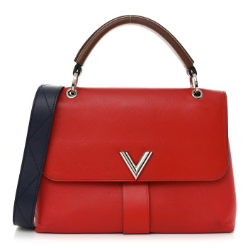 LOUIS VUITTON Monogram Cuir Plume Ecume Very Handle Shoulder Bag Rouge Rubis Noisette
