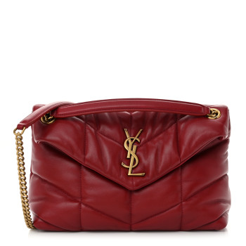 SAINT LAURENT Lambskin Quilted Small Loulou Puffer Monogram Chain Satchel Red