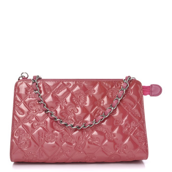 CHANEL Patent Calfskin Lucky Symbols Pochette Hot Pink