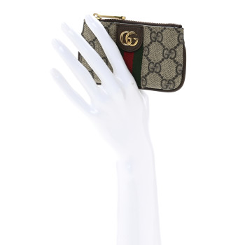 GUCCI GG Supreme Monogram Web Ophidia Key Case Beige New Acero