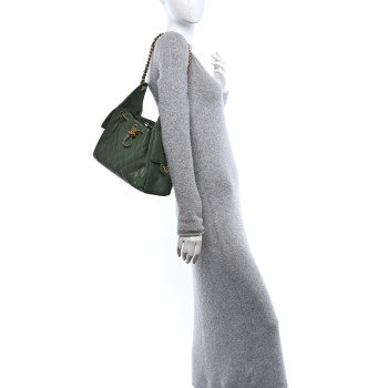 CHANEL Caviar Quilted Small Chanel 25 Handbag Khaki