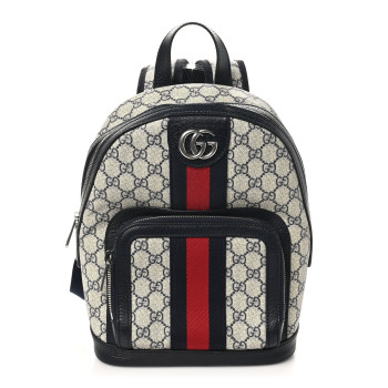 GUCCI GG Supreme Monogram Textured Dollar Calfskin Web Small Ophidia Day Backpack Beige Blue Black