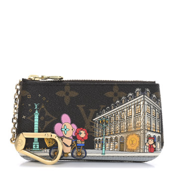 LOUIS VUITTON Monogram 2022 Christmas Animation Paris Key Pouch Pink