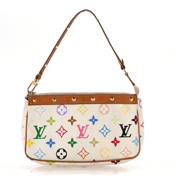 LOUIS VUITTON Monogram Multicolor Pochette Accessories White