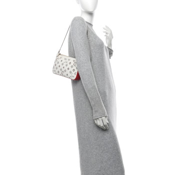 CHRISTIAN LOUBOUTIN Calfskin Empire Loubinthesky Loubila Chain Clutch Bianco Loubi