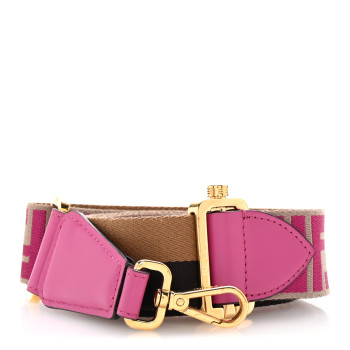 FENDI Ribbon Vitello Seta FF 1974 Pequin Reversible Adjustable Strap You Marrone Pink