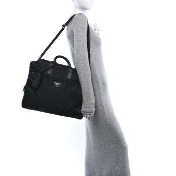 PRADA Tessuto Nylon Saffiano Briefcase Black