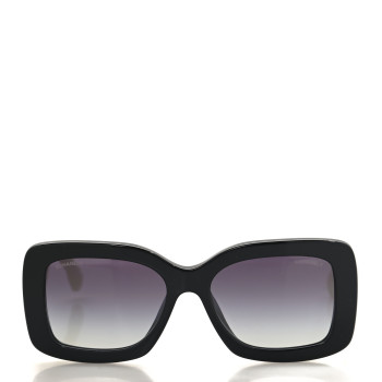 CHANEL Acetate Quilted CC Rectangle Sunglasses 5483-A White Black