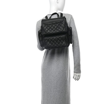 CHANEL Grained Calfskin Quilted Large Casual Rock Backpack Black