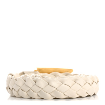 PRADA Nappa Braided Triangle Logo Belt 80 32 White