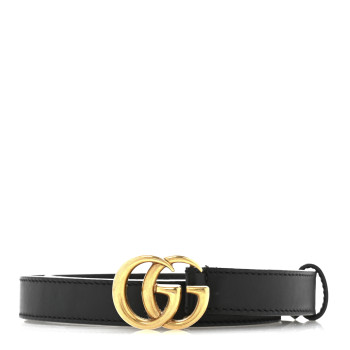 GUCCI Calfskin Double G 20mm Belt 75 30 Black