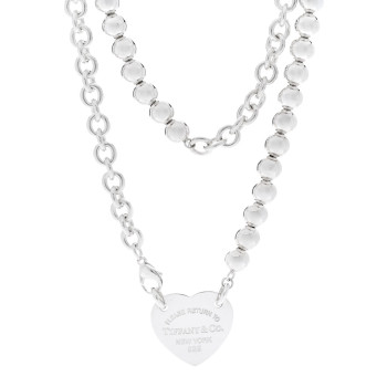 TIFFANY Sterling Silver Return to Tiffany Heart Tag Wrap Necklace