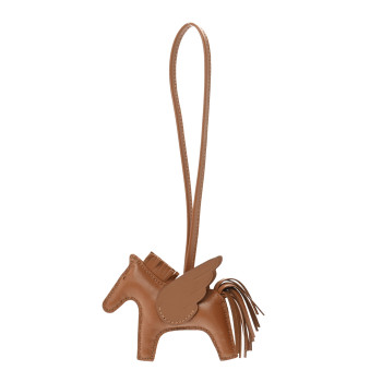 HERMES Milo Lambskin Swift Grigri Rodeo Pegase Horse Bag Charm PM Gold