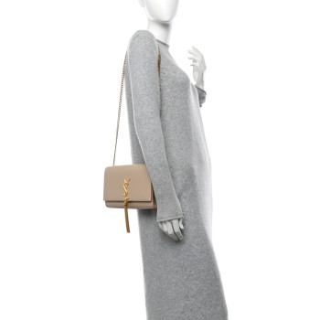 SAINT LAURENT Smooth Calfskin Medium Classic Monogram Kate Tassel Satchel Nude Powder