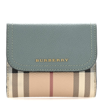 BURBERRY Haymarket Check Luna French Wallet Eucalyptus Green